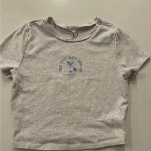 Gray Garage Shirt with Blue Print